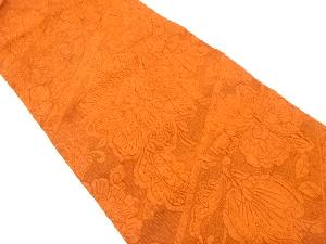 纐纈　斜め縞に唐花模様織り出し　全通袋帯